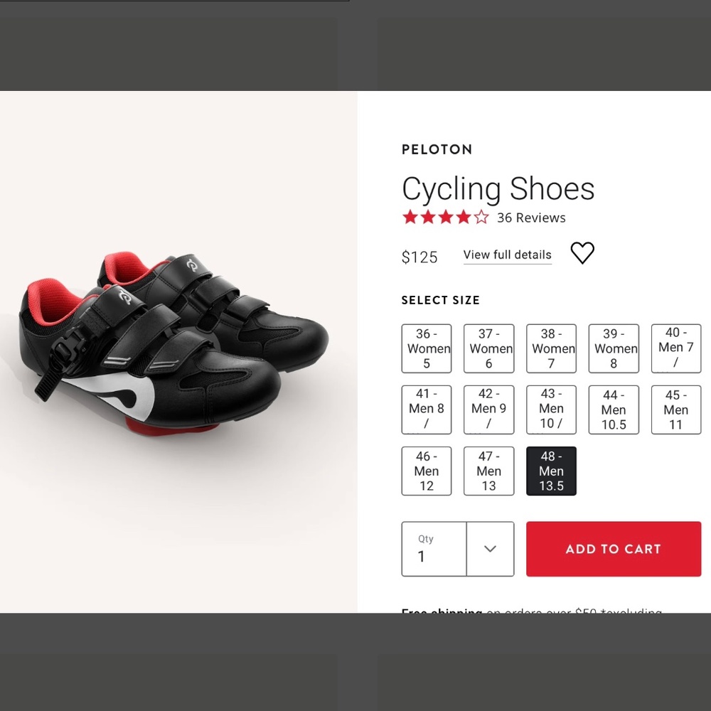 NEW Peloton Bike Bike+ shoes MEN 48 (13.5)